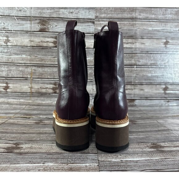 ROBERT CLERGERIE Berenice Leather Platform Boots Sz 40 US 9 burgundy made France - Picture 3 of 10